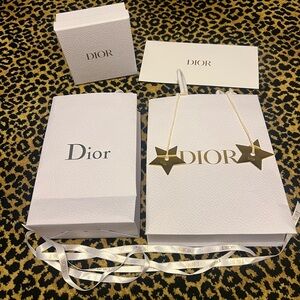 Dior White Gift Bag with Gold Star Ornaments